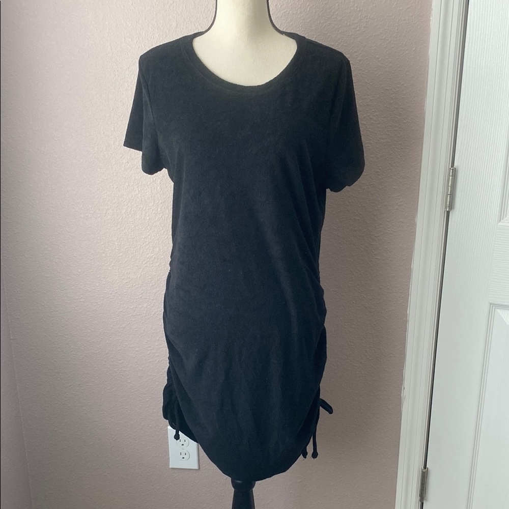 PINK Victoria's Secret Black Short Sleeve Terry Cloth Swim Coverup
